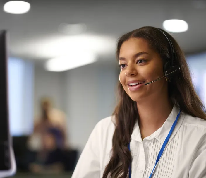 Woman working in call center