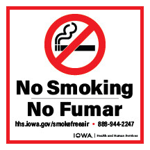 Smokefree Air Act No Smoking Small Sign
