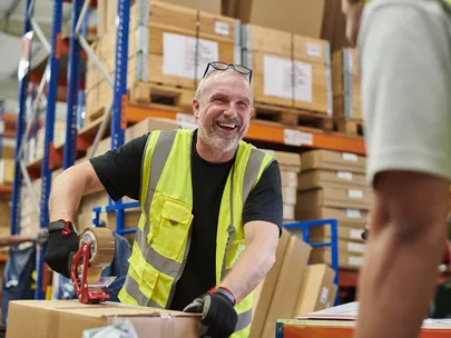 man in warehouse